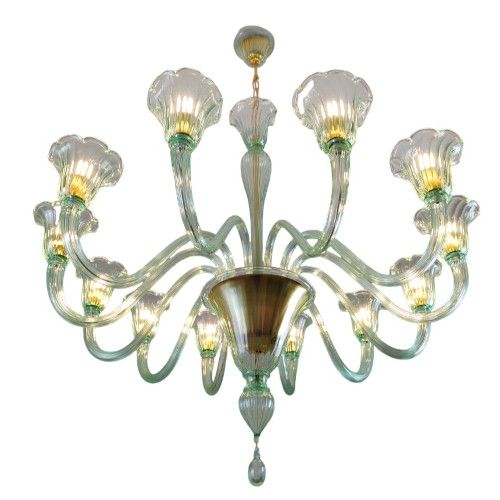 green contemporary murano glass arms chandelier
