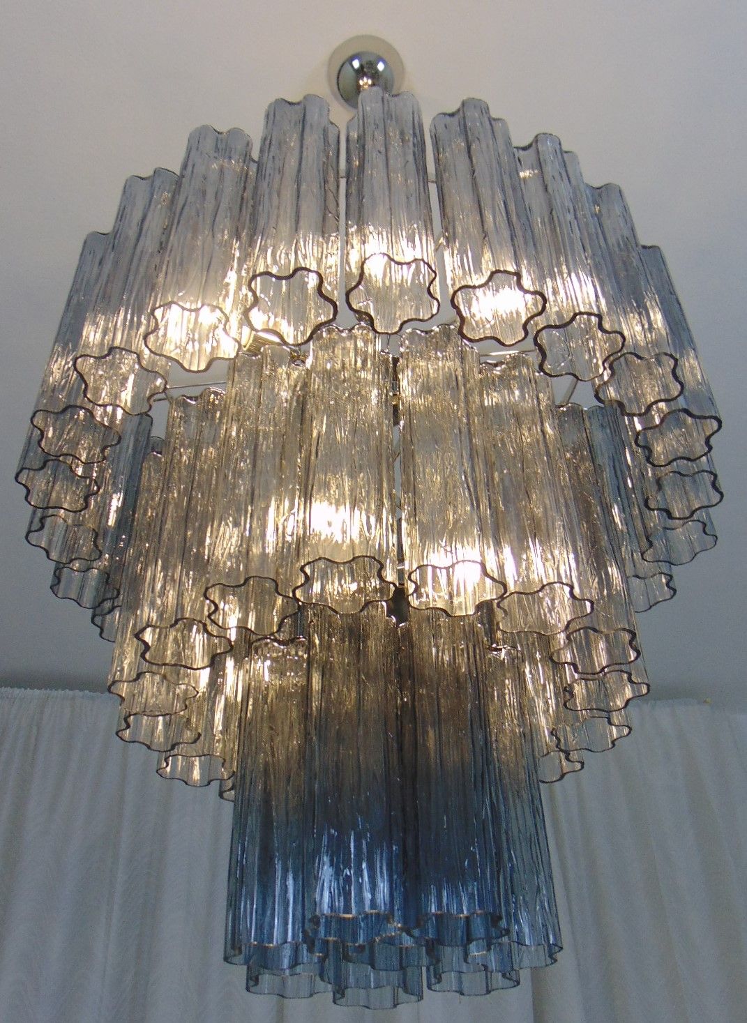 Murano glass smokey grey tronchi  chandelier 