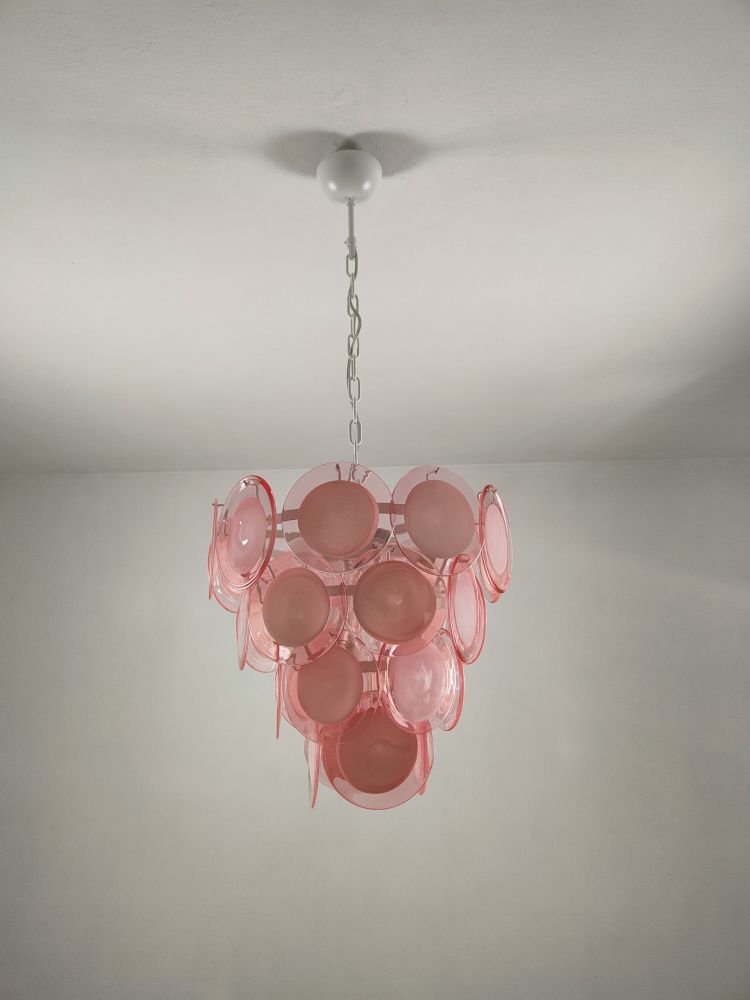 pink murano discs glass chandelier 