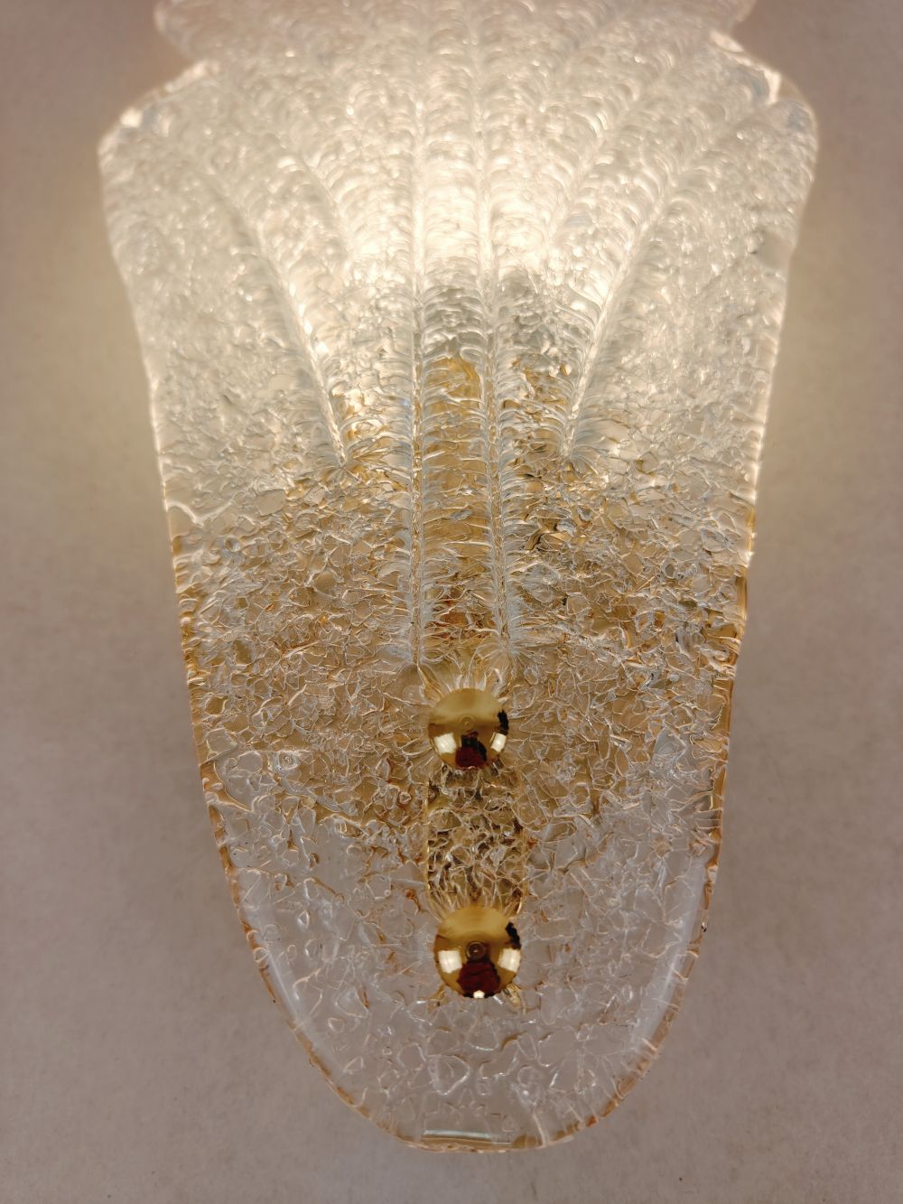 Murano glass wall sconce clear grained leaf