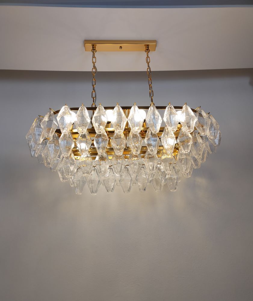 oval clear murano poliedri chandelier