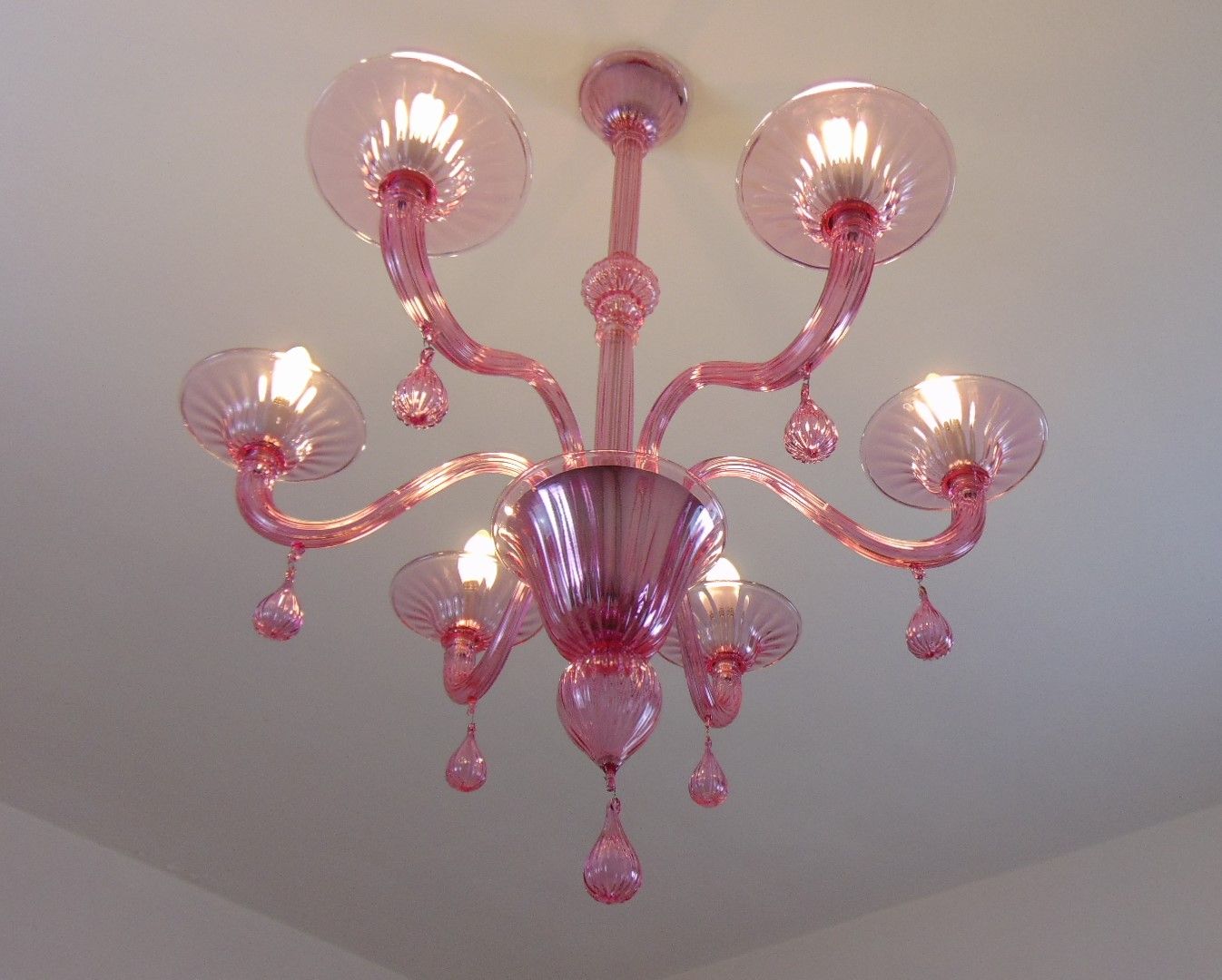 pink contemporary  murano glass chandelier 