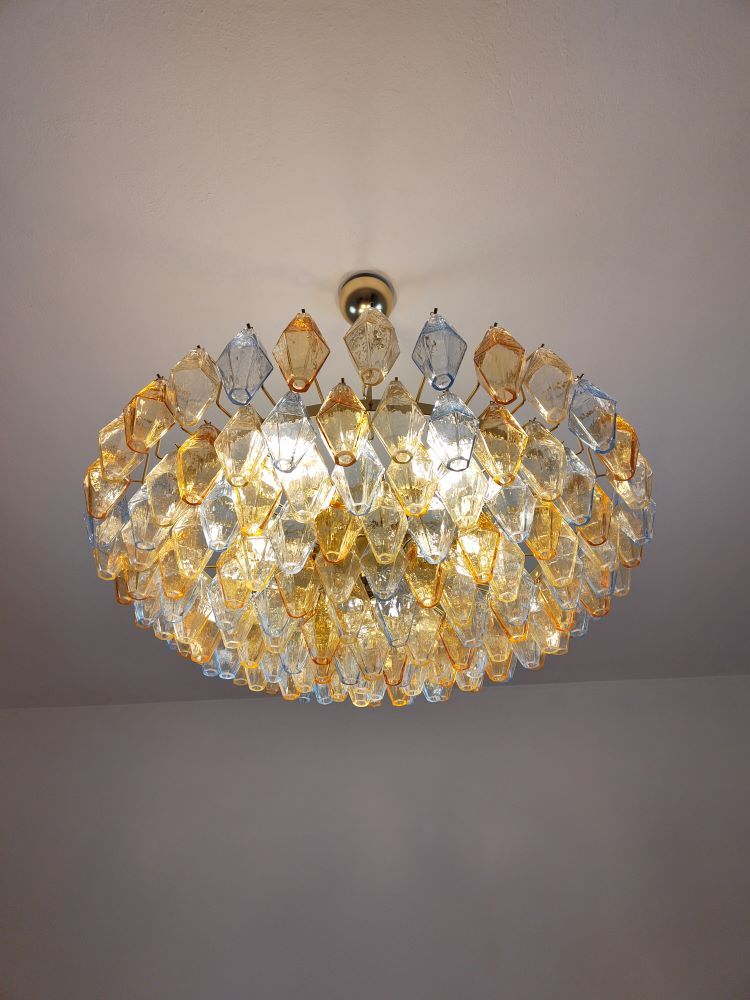 amber and blue flat poliedri chandelier