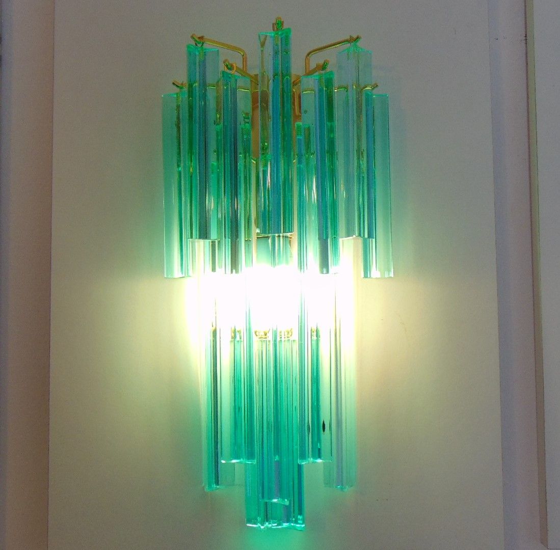 teal cascade triedri murano wall sconce 1