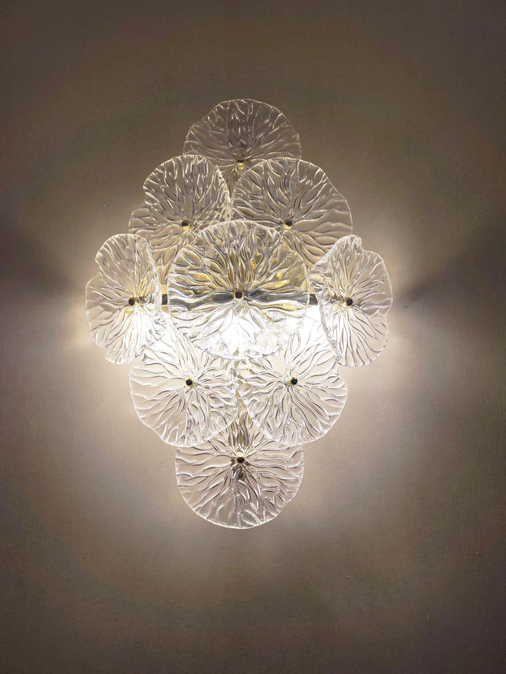 floral clear murano glass wall sconce