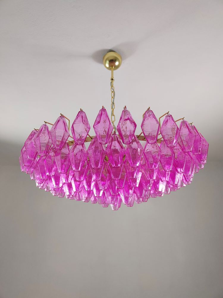 fuchsia flat poliedri murano chandelier 