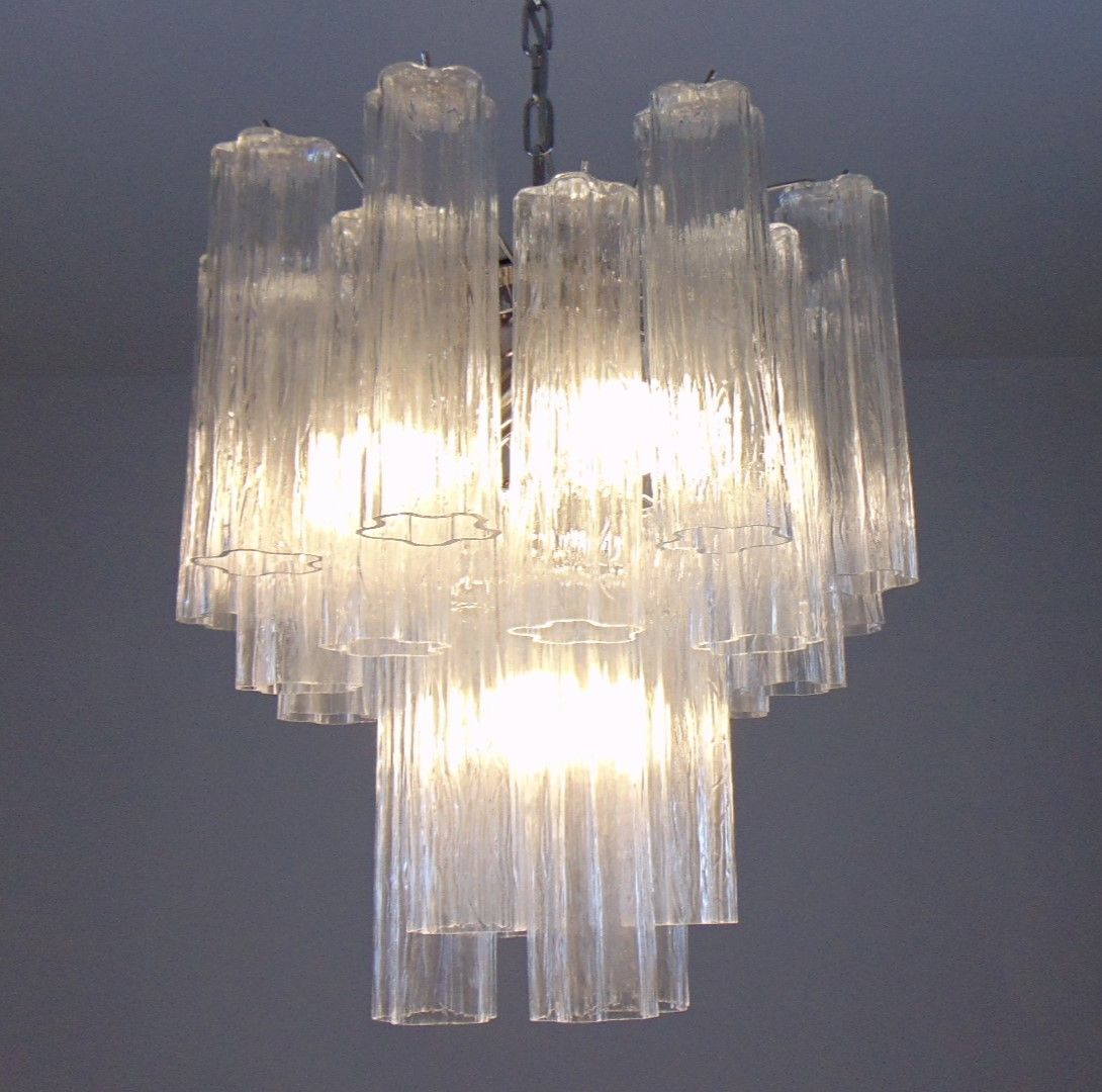 Alternated celar tronchi murano chandelier 45 diameter