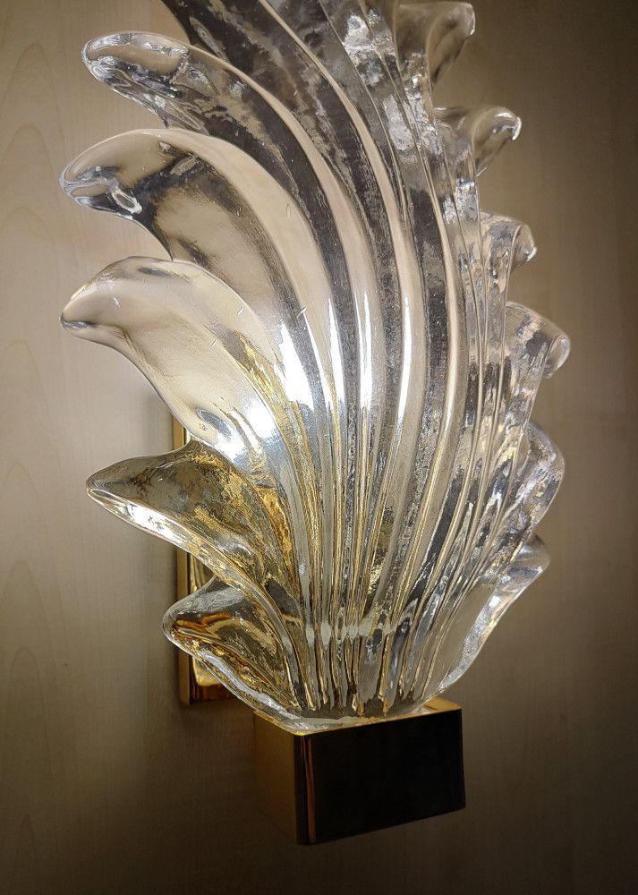 contemporary murano glass palm leaf wall sconce