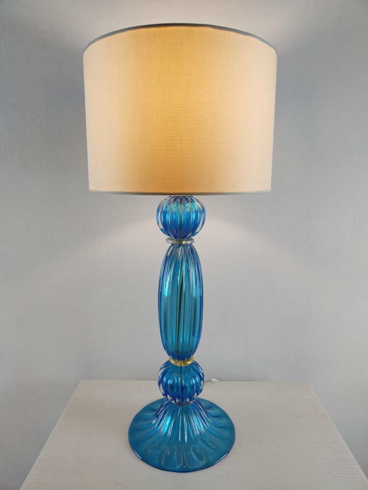 Blue and gold clear murano table lamp 