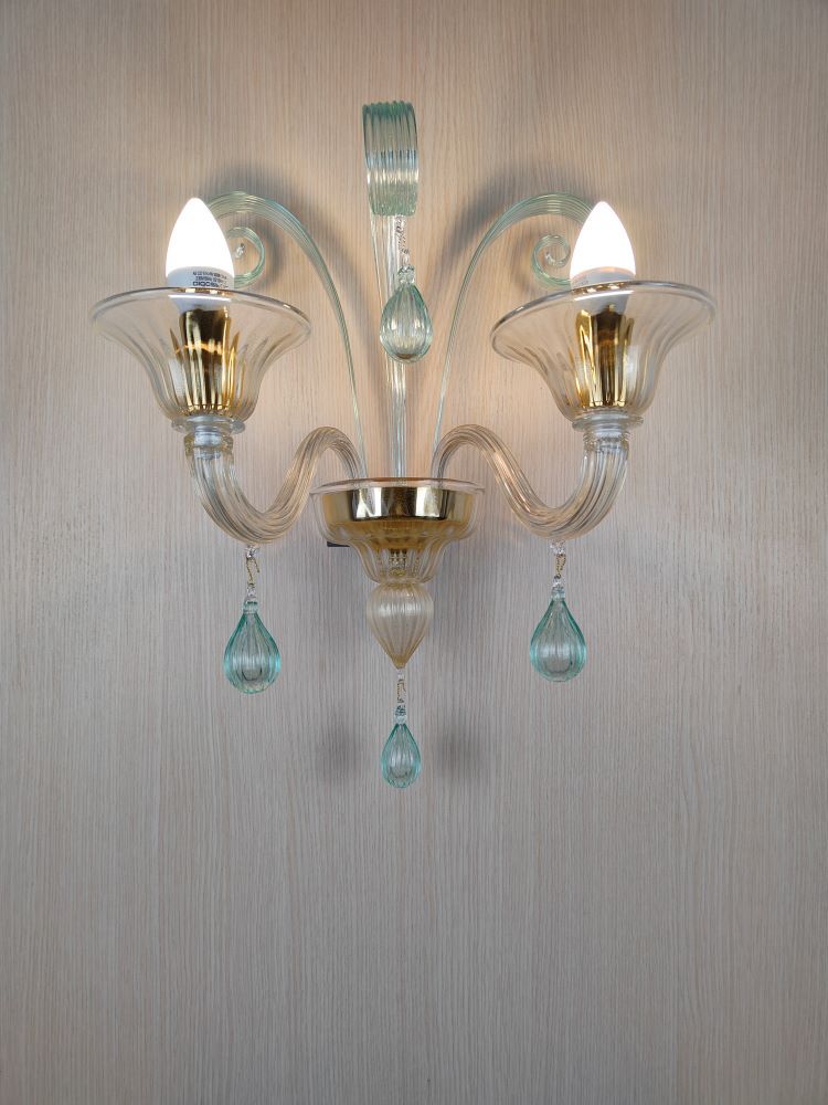 clear gold and green murano classic wall sconce