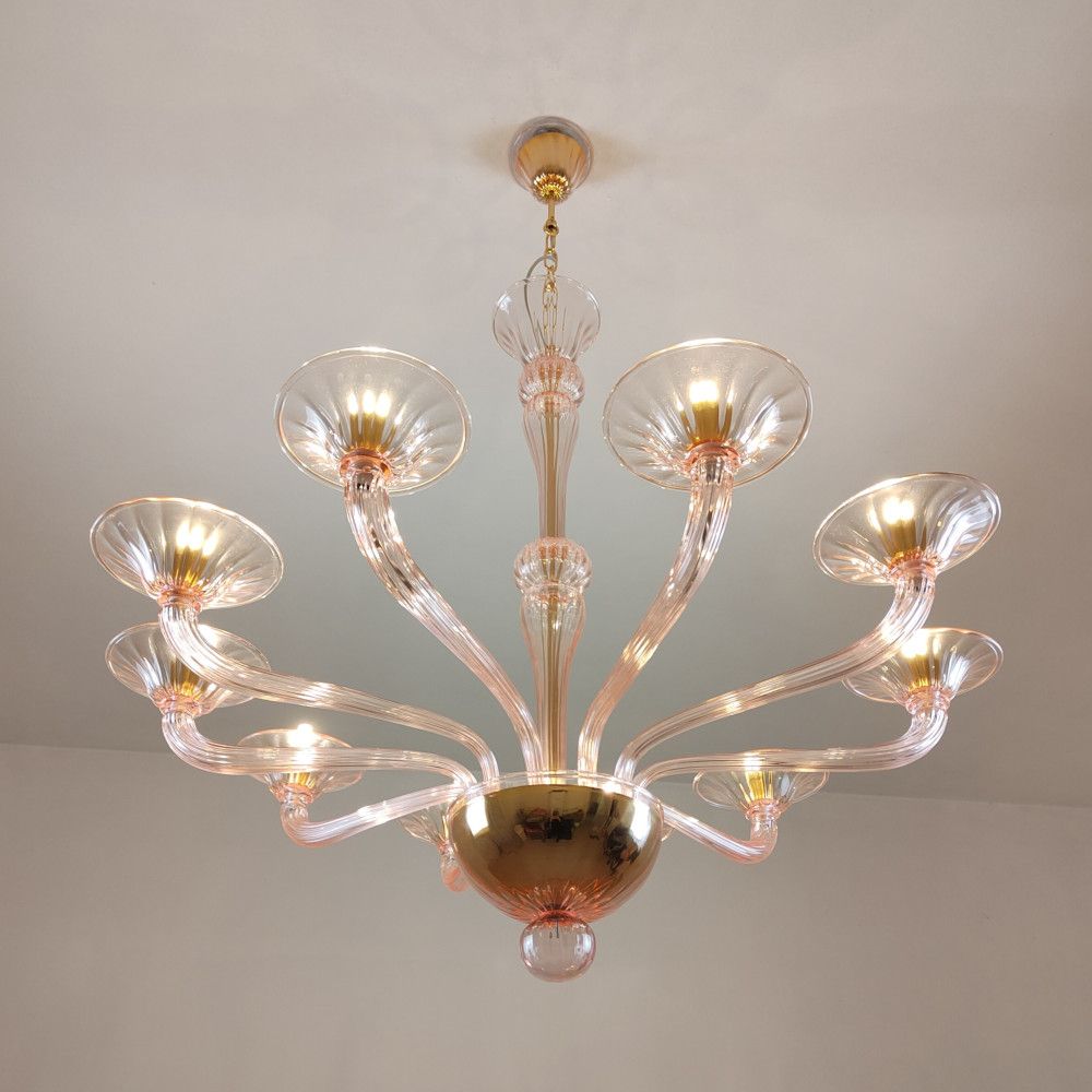 pink contemporary murano glass arms chandelier 1