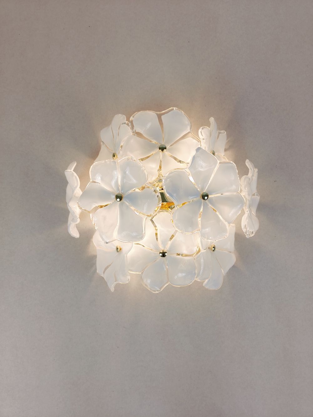 Murano glass flowers lotus white wall sconce