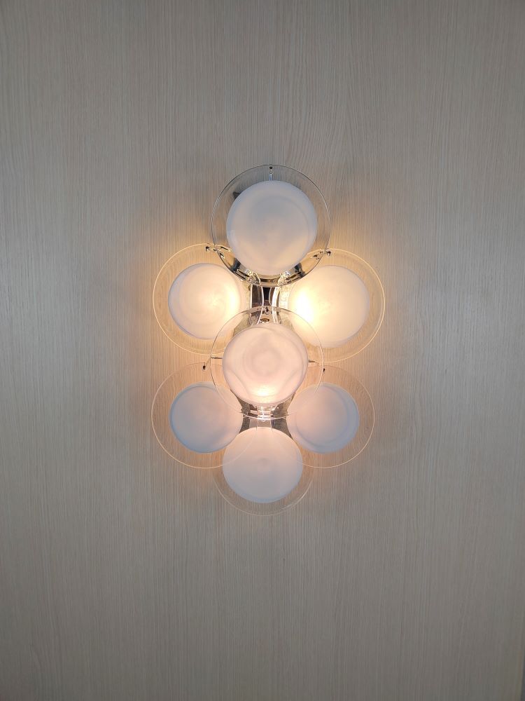 white discs murano wall sconce