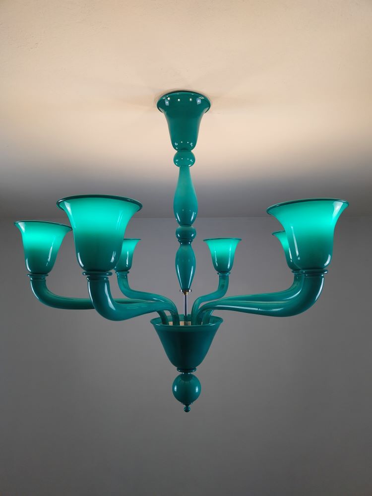 marine green murano glass arms chandelier 