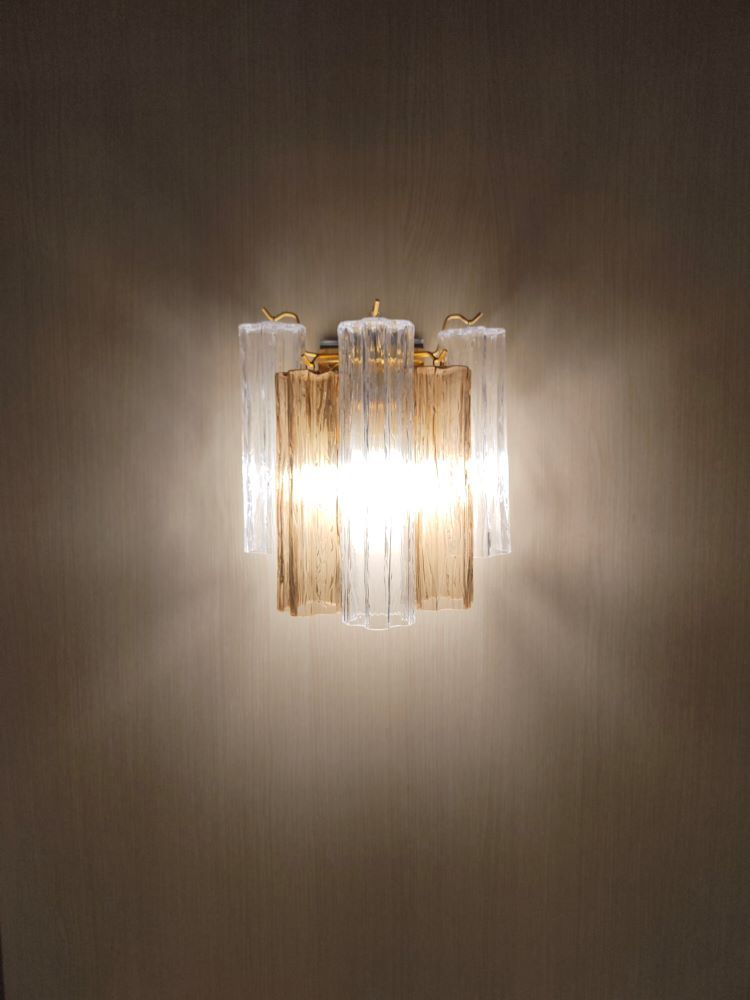 clear and fume tronchi tony zuccheri murano wall sconce 1