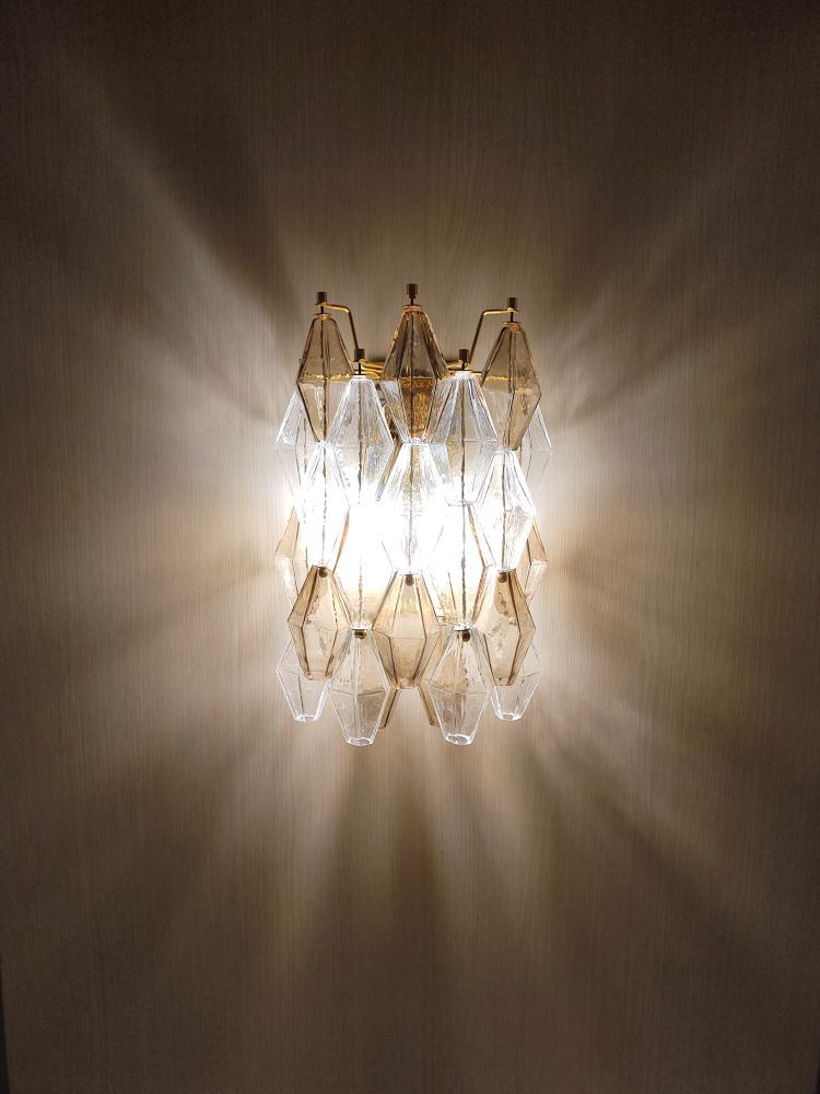 fume and clear poliedri murano wall sconce 2