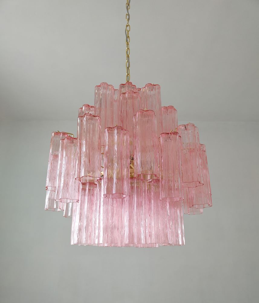symmetrical pink tronchi murano chandelier 2