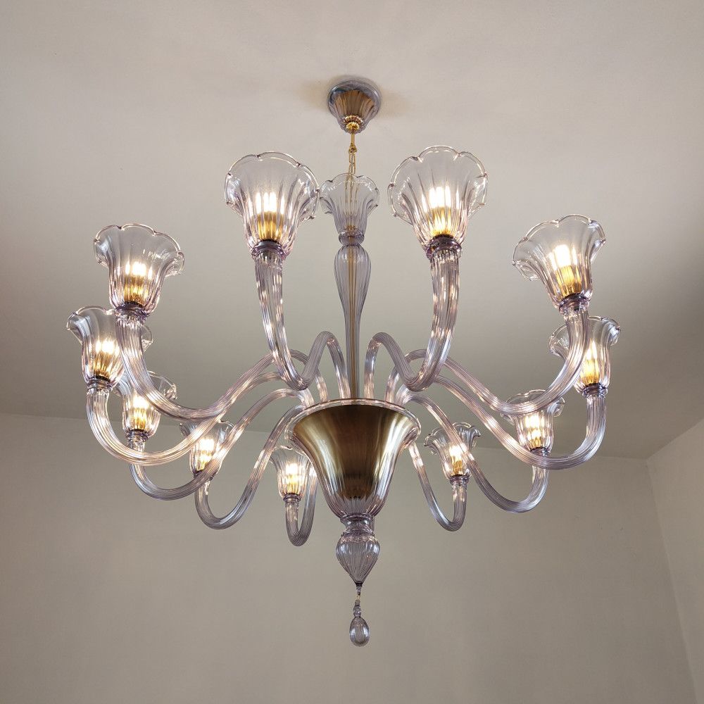 amethyst murano glass arms 12 lights chandelier
