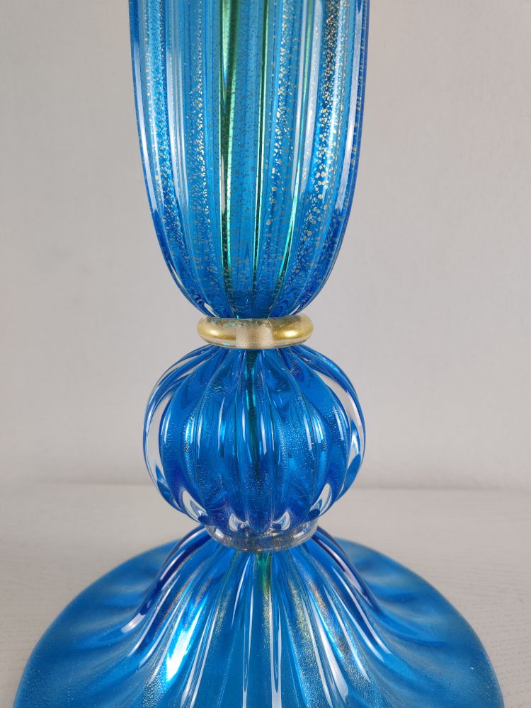 blue and gold clear murano table lamp 