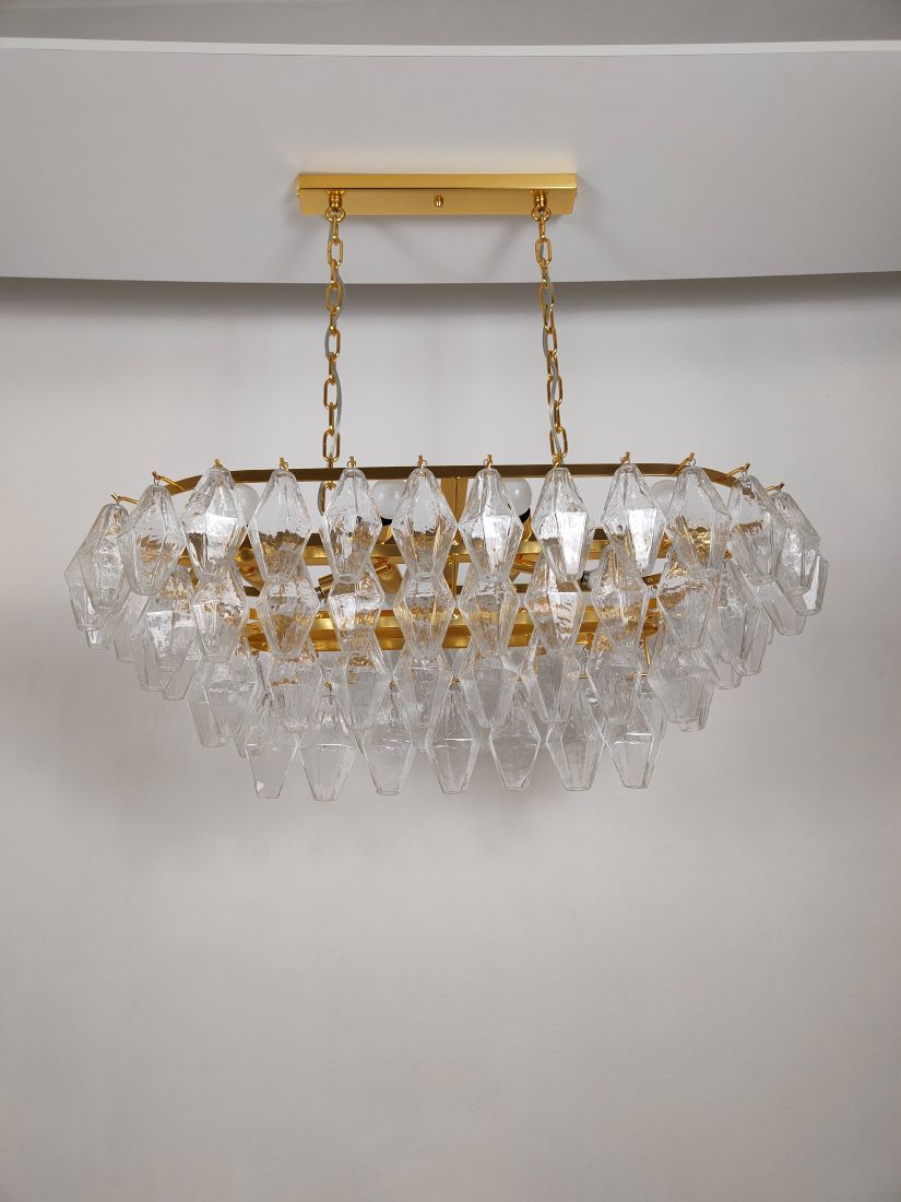 oval clear murano poliedri chandelier 