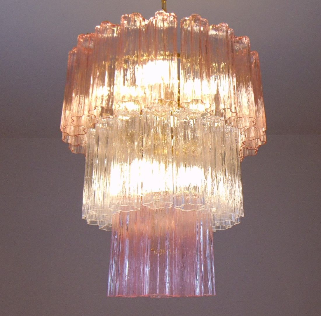 pink and clear tronchi chandelier 