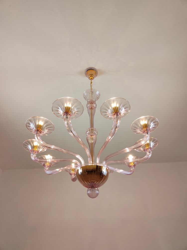 Amethyst glass arms contemporary murano chandelier