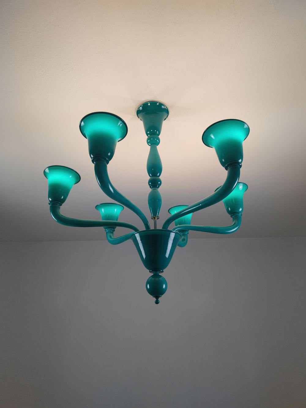 marine green murano glass arms chandelier 6 lights