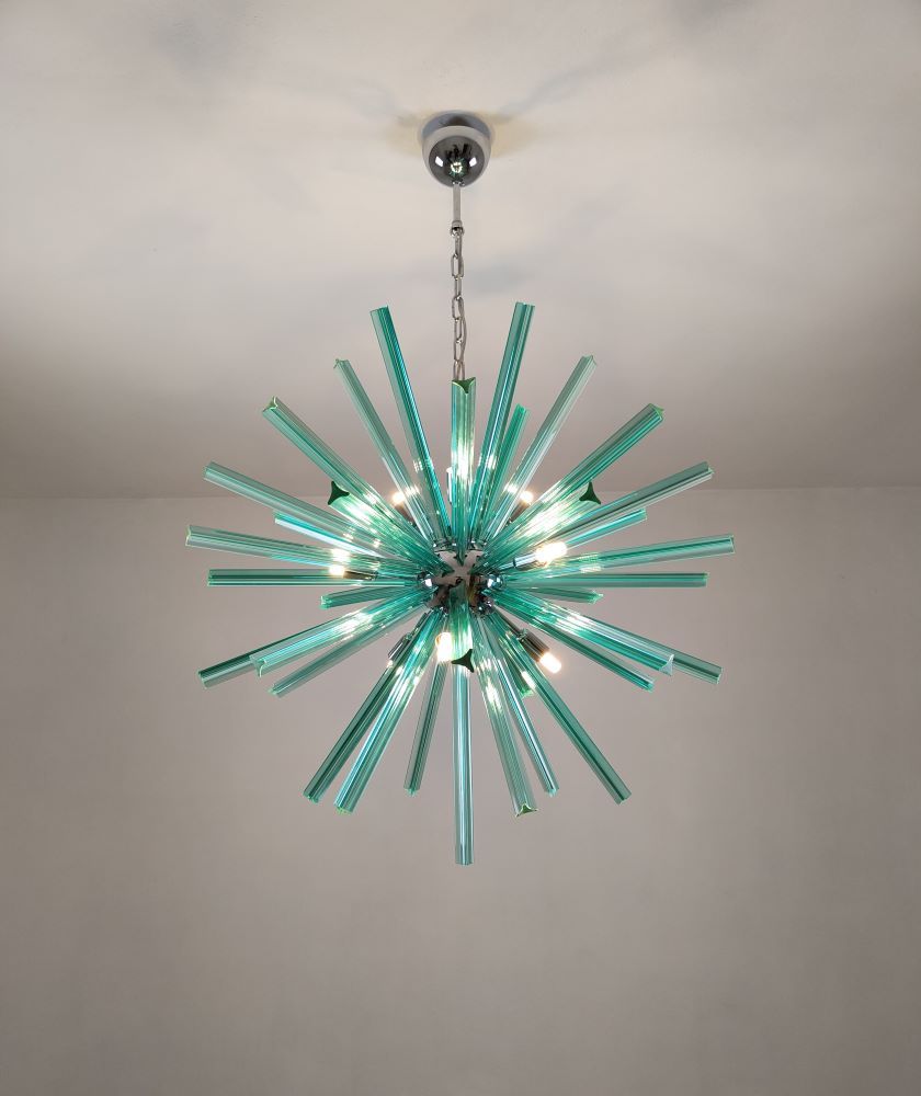 Green triedri sputnik murano chandelier 