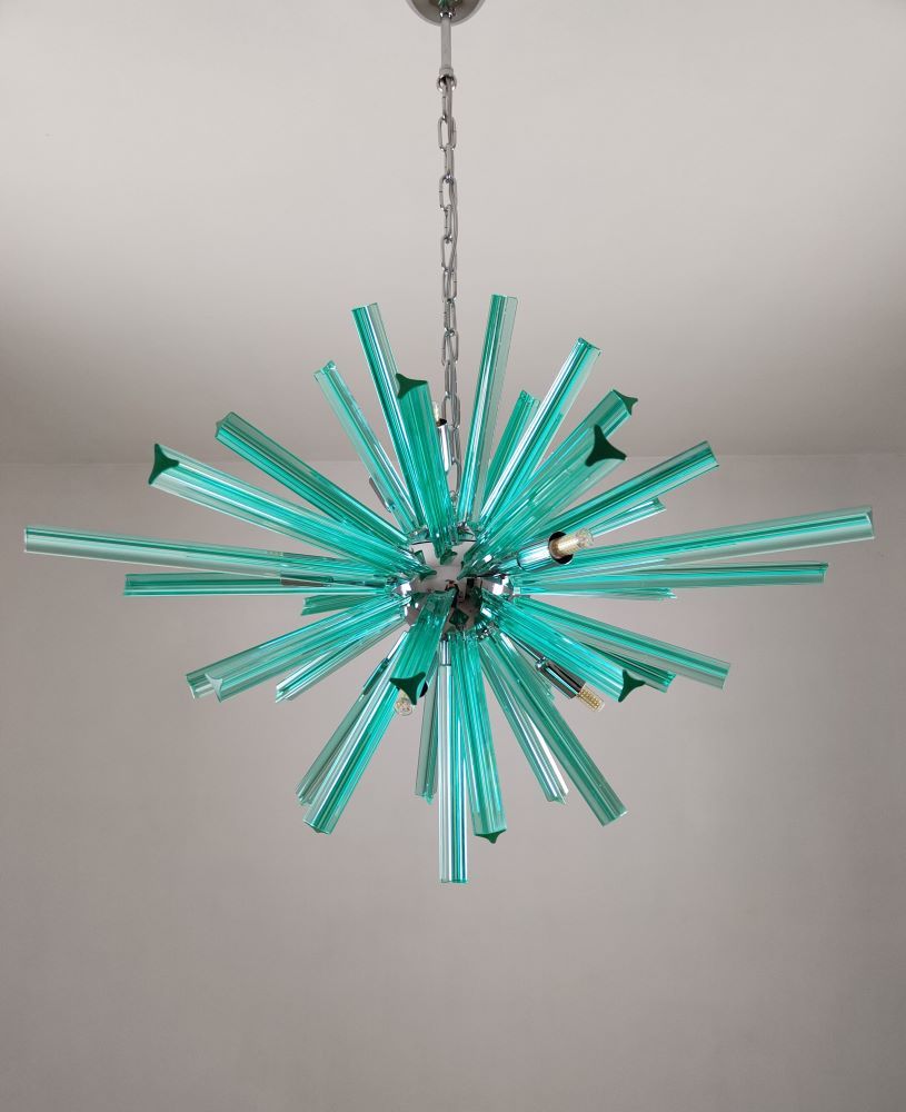 Oval green triedri sputnik murano chandelier 