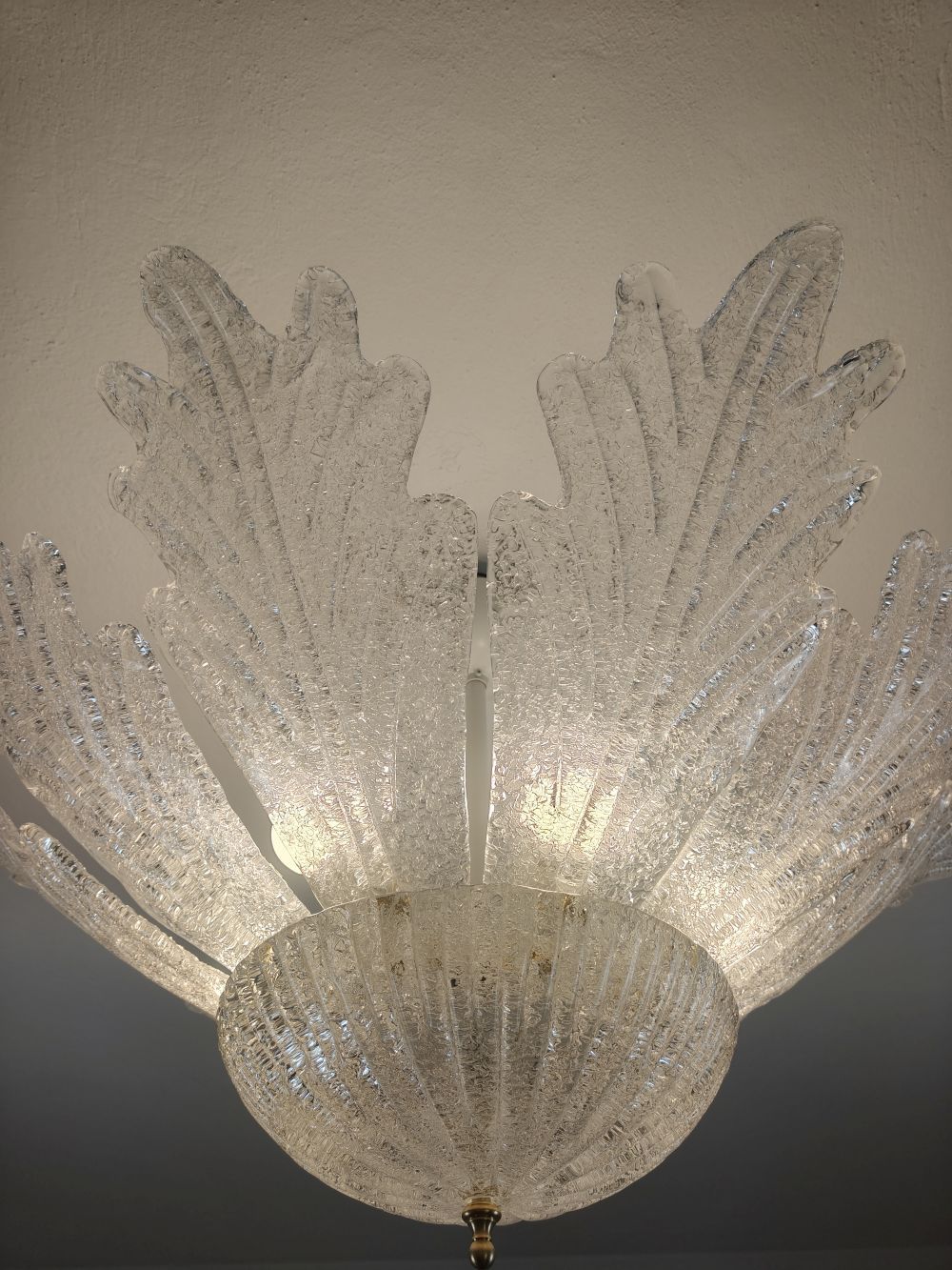 Murano glass flush mount clear grained leaves