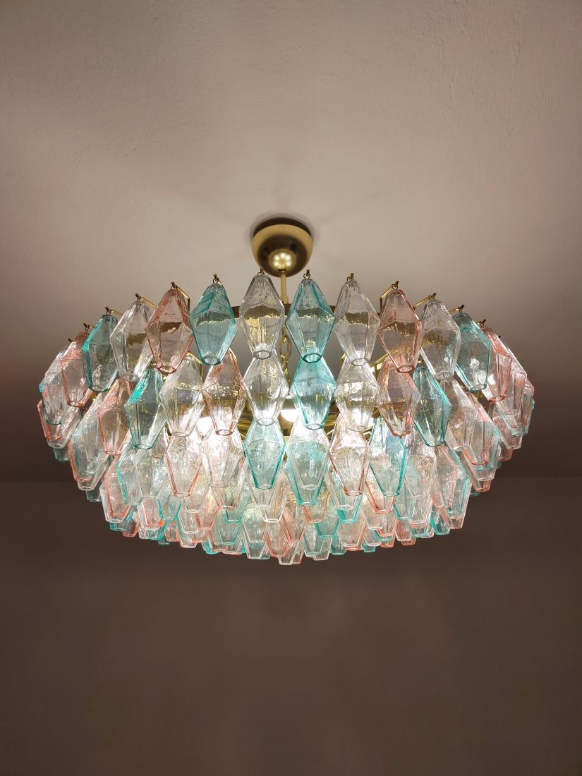 clear green and pink poliedri chandelier