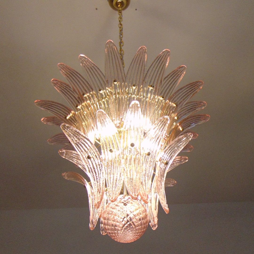 pink palmette murano chandelier 