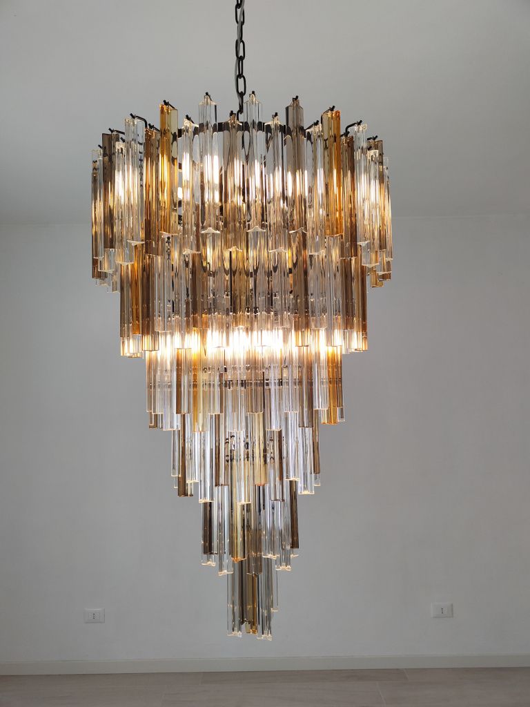 ong triedri chandelier clear fume amber murano chandelier