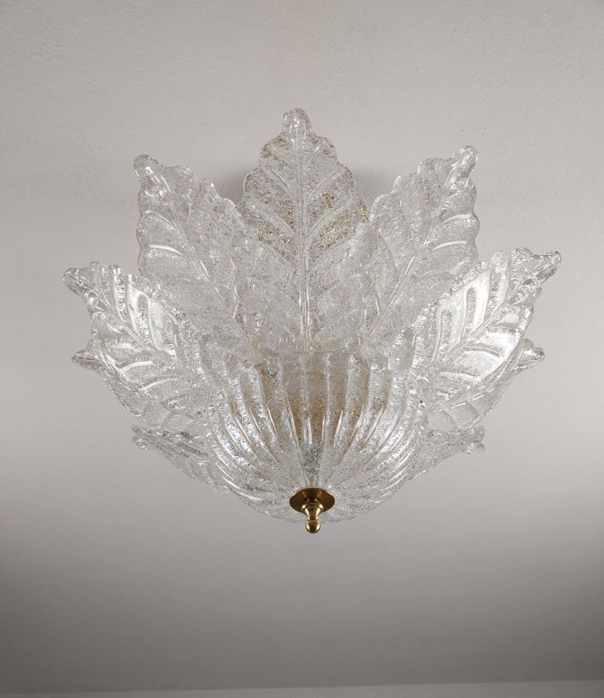 clear glass leaf murano flush mount 