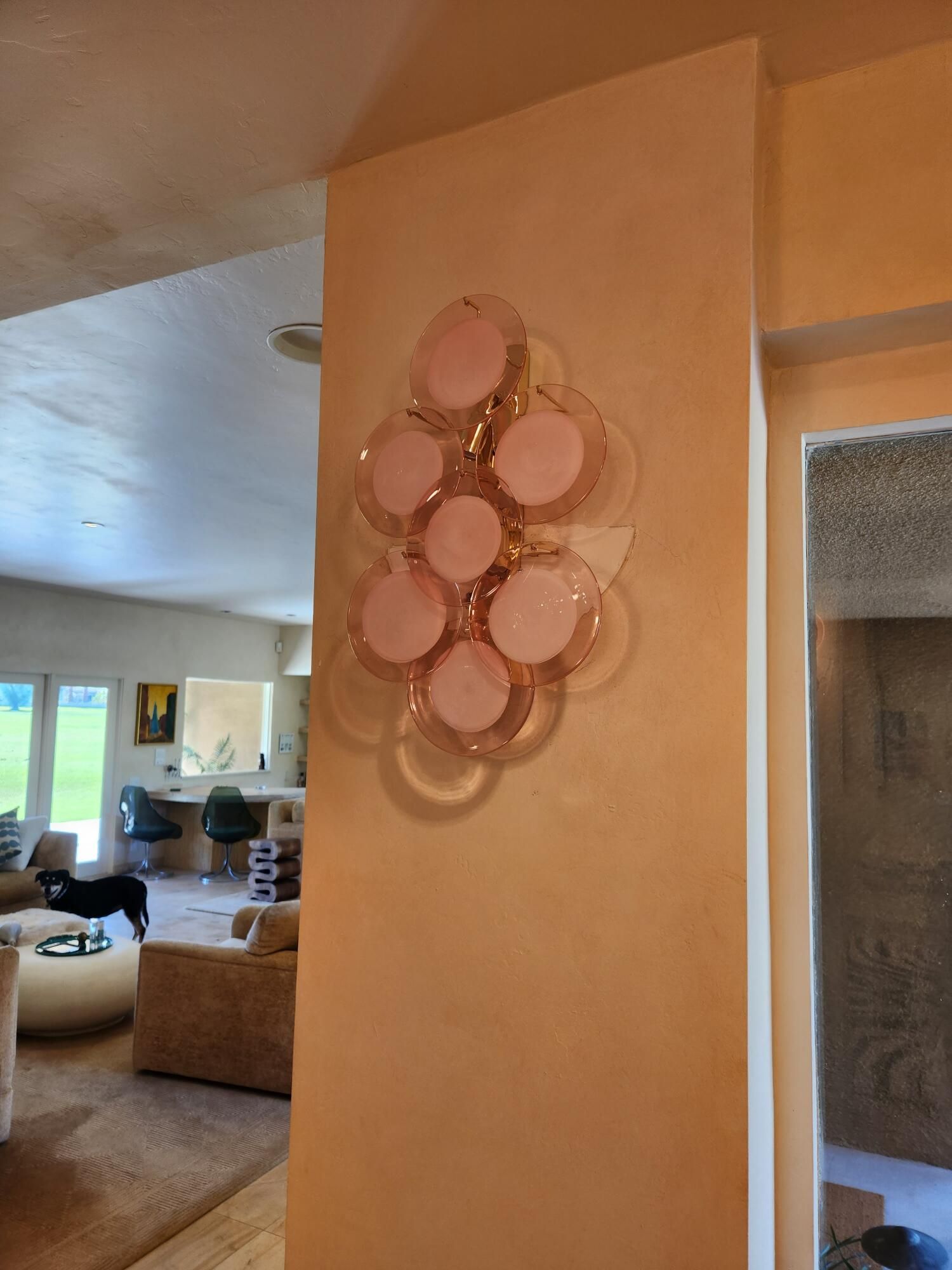 pink glass disc murano wall sconces