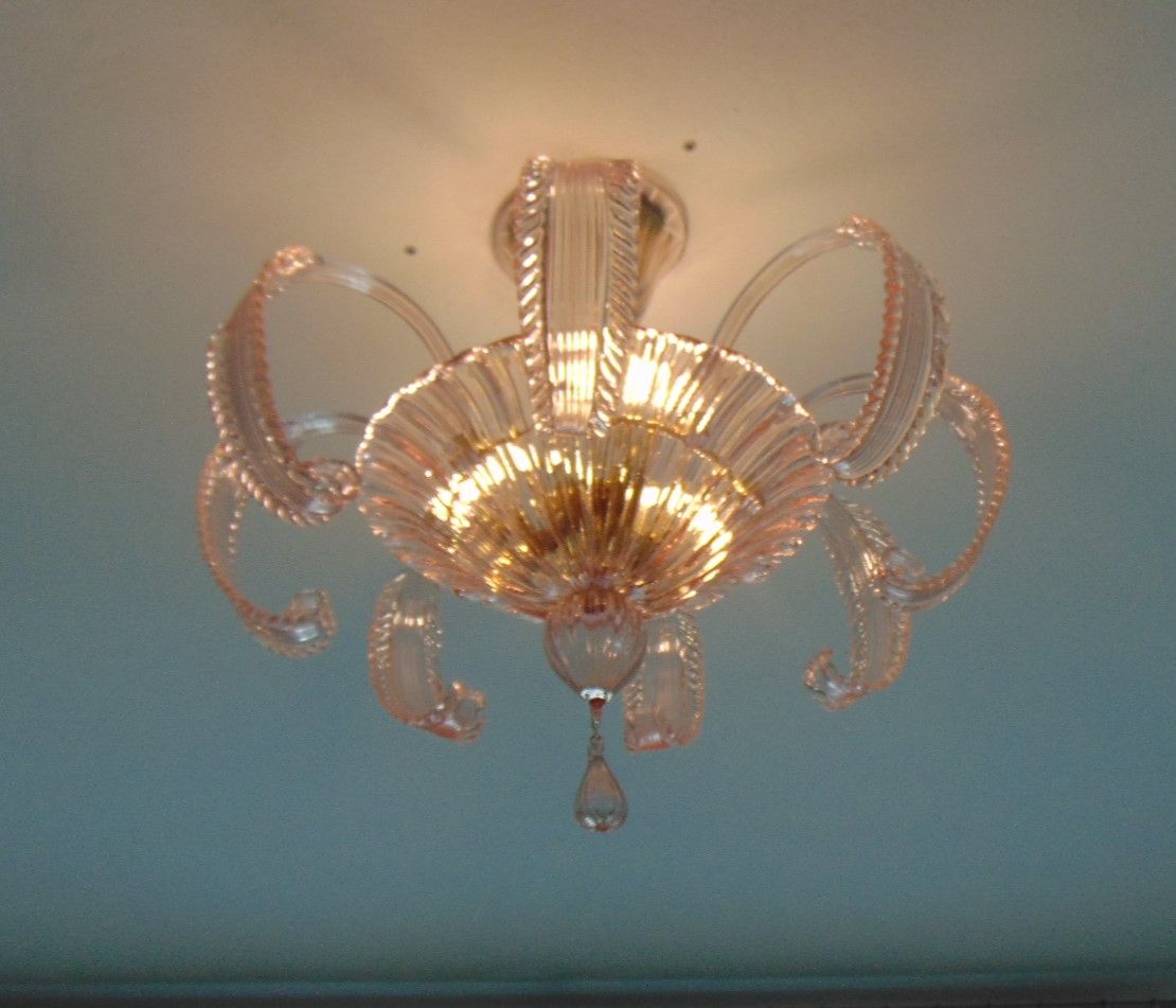 pink murano glass classic flush mount 