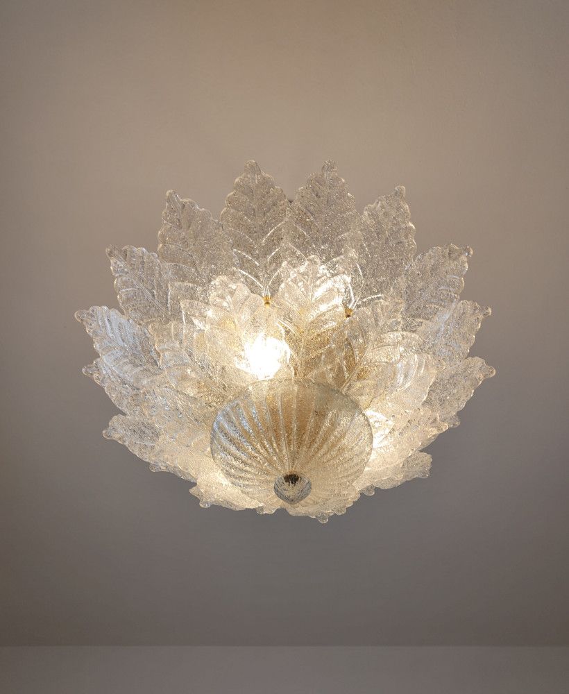 large murano glass leaves flush mount 