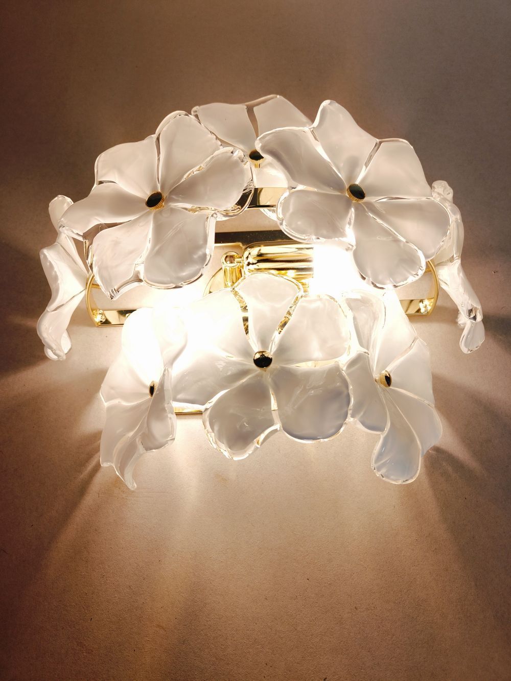 Murano glass lotus flowers white wall sconce