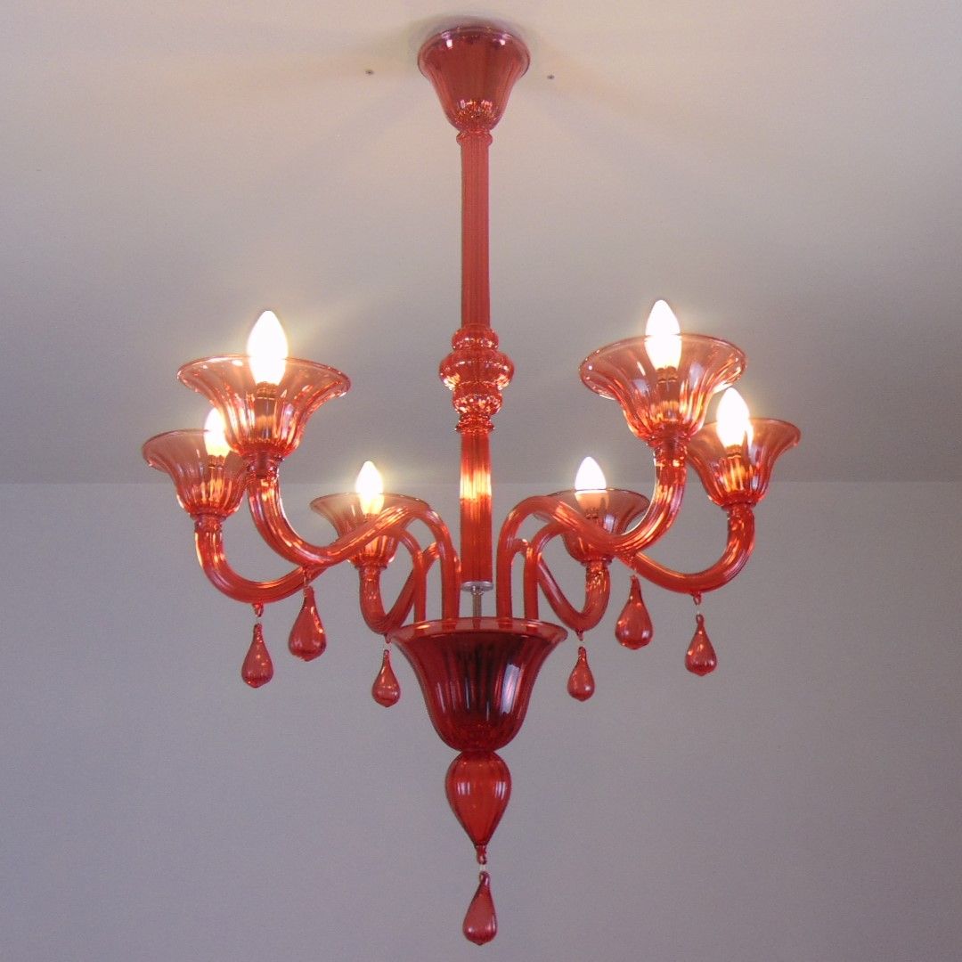 red murano drops glass chandelier