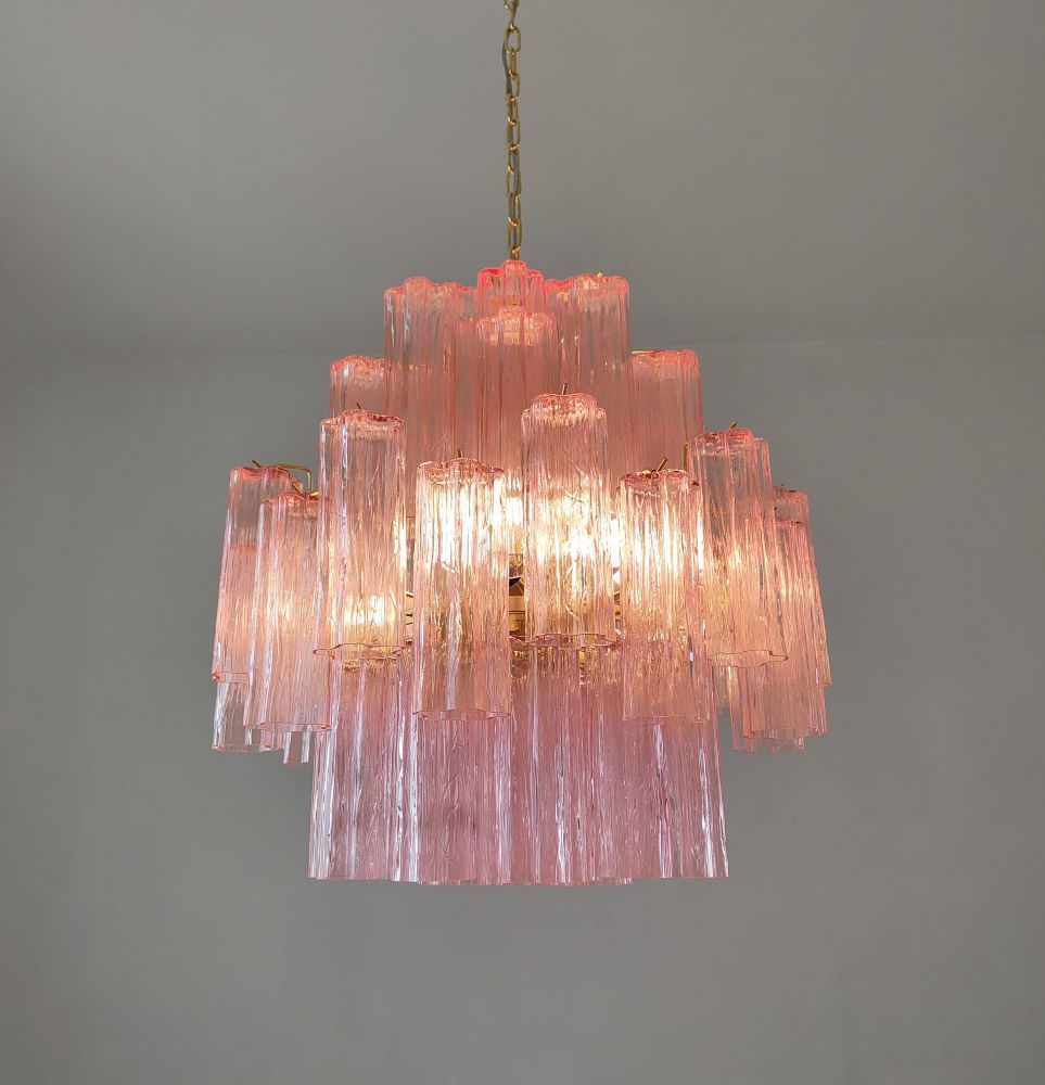 symmetrical pink tronchi murano chandelier 